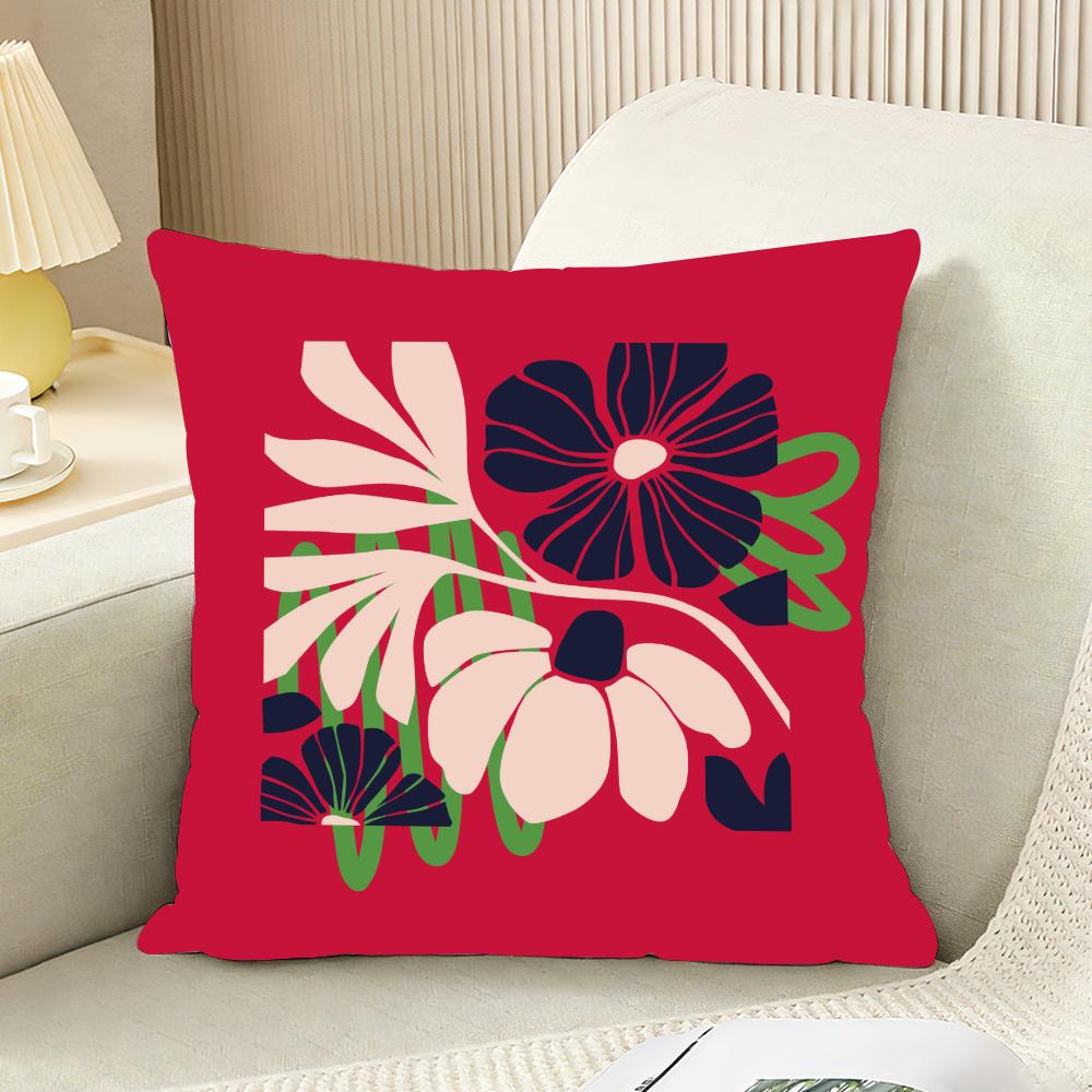Retro Abstract Plants And Flowers Cushion Cover Reversible Plush Pillow Cover For Car Sofa Bedroom Decorative Gift Pillowcase