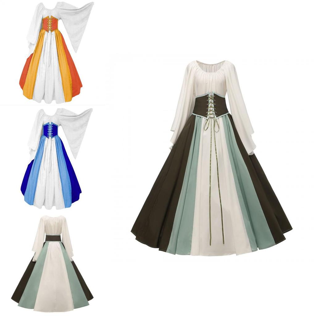Elegant Cosplay Costume Medieval Renaissance Women's Long Dress With Unique Fantasy Elements