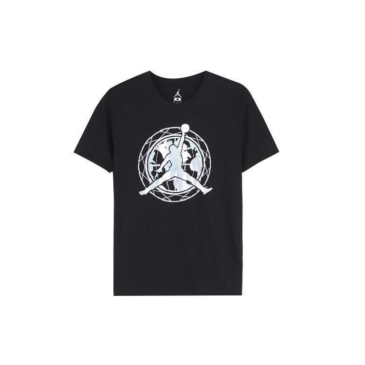 Jordan T Shirts Men's Black Crew Neck Moderate Straight Fit 828219-010