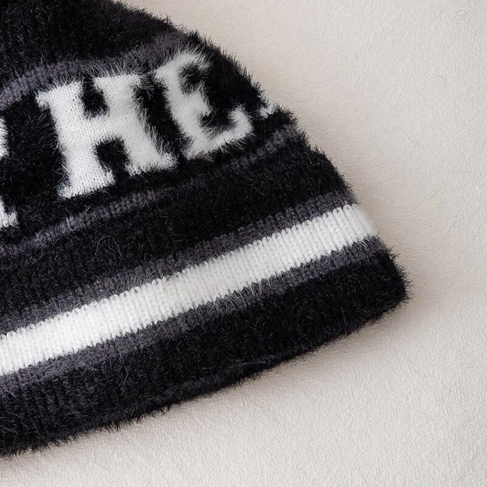 Neuer Stil Mode HEAT Buchstaben Mütze Kappen Bommel Warme Wintermütze Y2K Mütze für Frau Mädchen