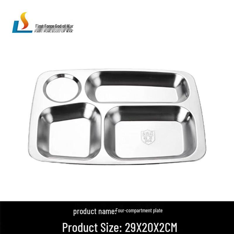 304 Stainless Steel Divided Meal Trays (10-Pack)