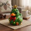 Resin Christmas Decorations Duck Figurine, Sculpture for Holiday Home Decor, Cute Decorative Figurines Desktop Ornaments with Festive Elements Indoor