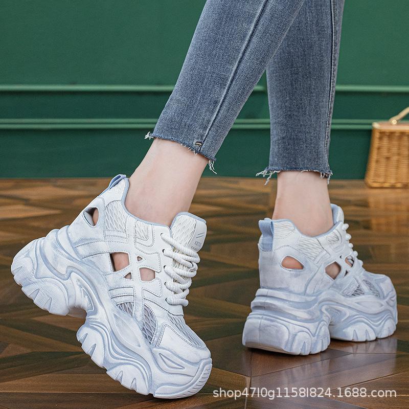 Inner height increase new breathable dad shoes platform mesh small dirty shoes sports and leisure shoes