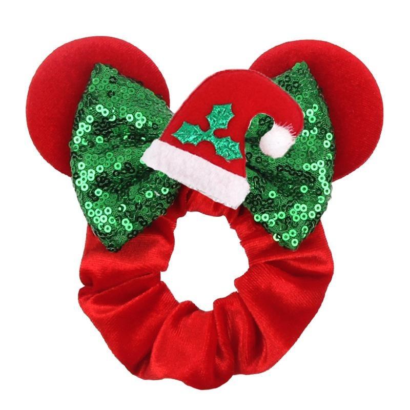 Christmas Disney Cute Ears Elastic Velvet Hairbands For Girls Sequins 4"Bows Headband Women Festival Trip DIY Hair Accessories