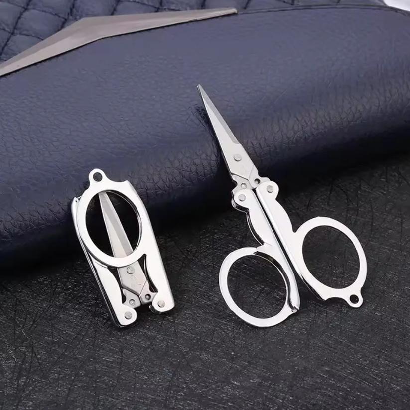 Folding Pocket Scissors Multifunctional Stainless Steel Folding Small Scissors Household Mini Thread Cutting Nail Tools Stainles