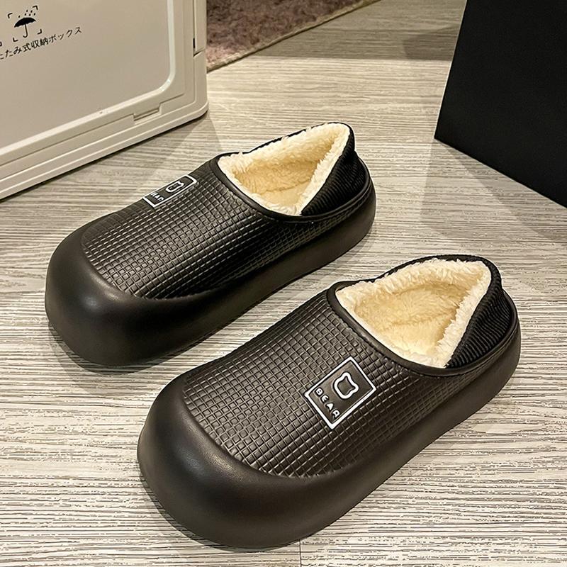 Módní Litfun Pantofle s plyšovou podšívkou pro ženy Platforma Pohodlné Vnitřní Bavlněné Nazouváky Vodotěsné Domácí Nazouváky Huňaté Protiskluzové Dámské Pantofle