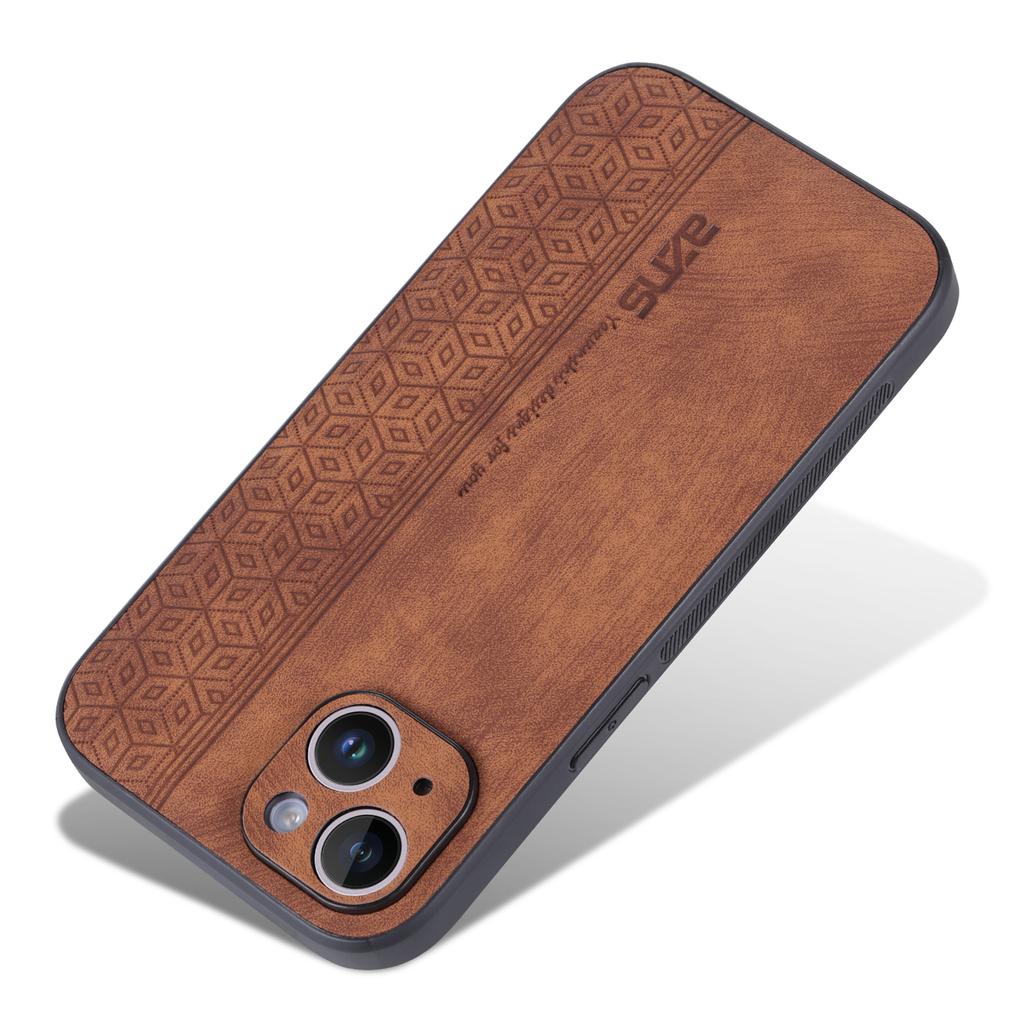 AZNS For iPhone 15 Imprinted Pattern Phone Case PU Leather Coated TPU Phone Back Cover