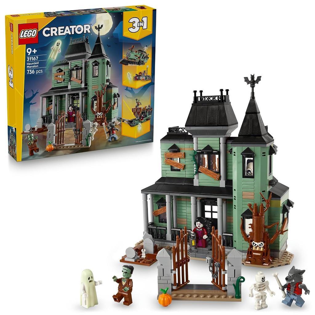 LEGO Creator Mansione Infestata 31167 Giocattolo Ragazzi Ragazze Regalo di Compleanno Mattoncini 9 Anni 10 11 Scuola Elementare Halloween Strada Diorama Regalo Madre 736