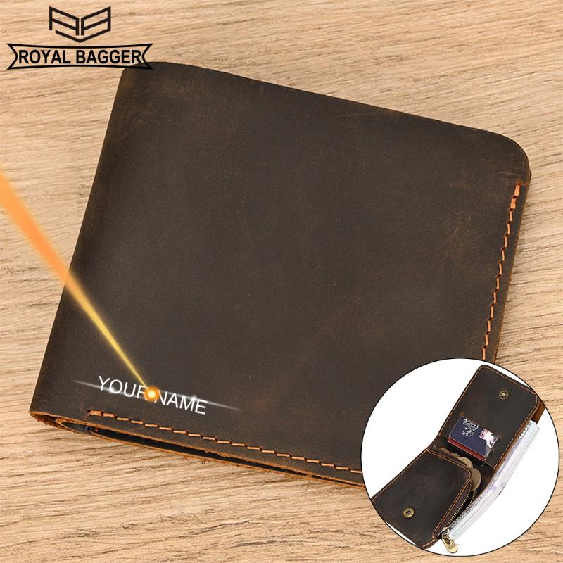 

Короткие кошельки Royal Bagger в стиле ретро для мужчин, кошелек для монет из натуральной воловьей кожи, мужской кожаный кошелек Crazy Horse, двойной кошелек 9304 темно-коричневого