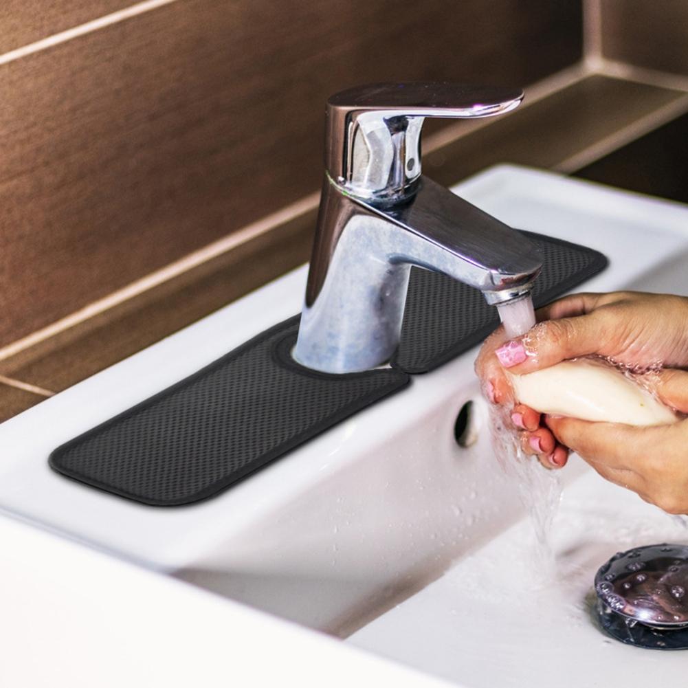 Tapis absorbant en tissu de fibre noire 38 x 14 cm pour la cuisine