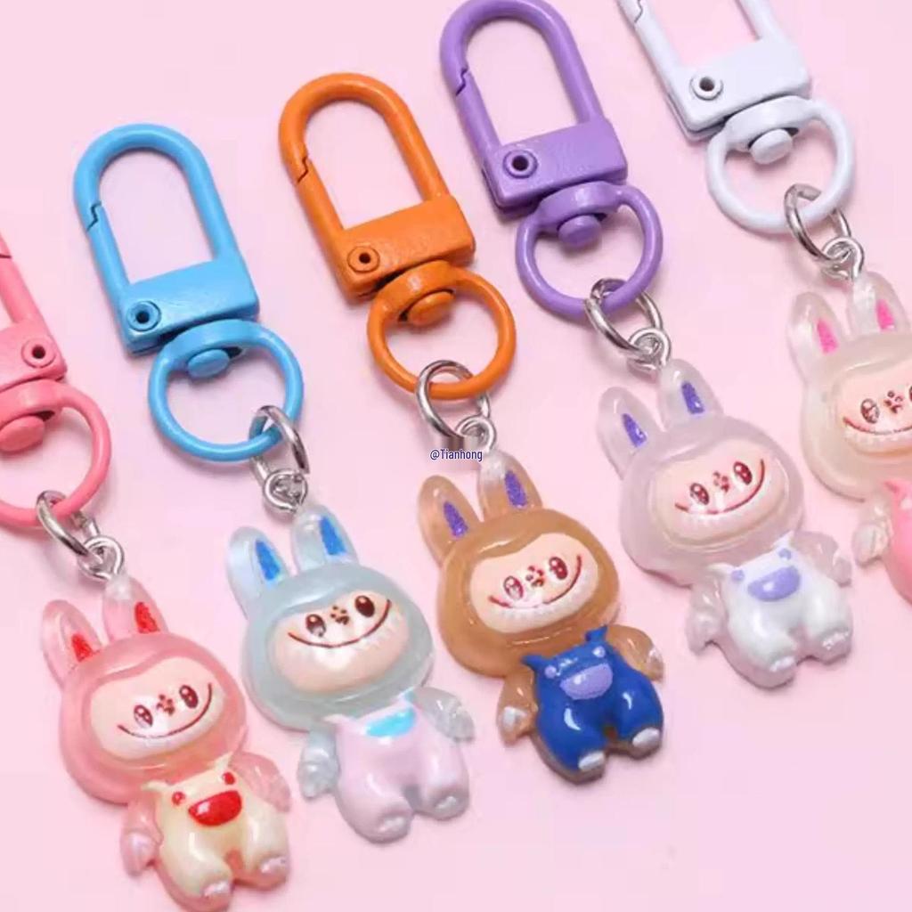 Glow-in-the-Dark Labubu Cartoon Keychain - Cute Bag Charm & Colorful Student Card Accessory