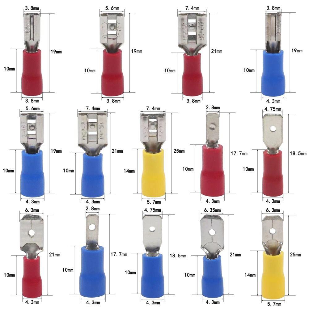 50Pcs 2.8/4.8/6.3mm Wire Connectors FDD/MDD1.25/2/5.5 Female/Male Electrical Crimp Terminal Insulated Spade Quick Disconnects