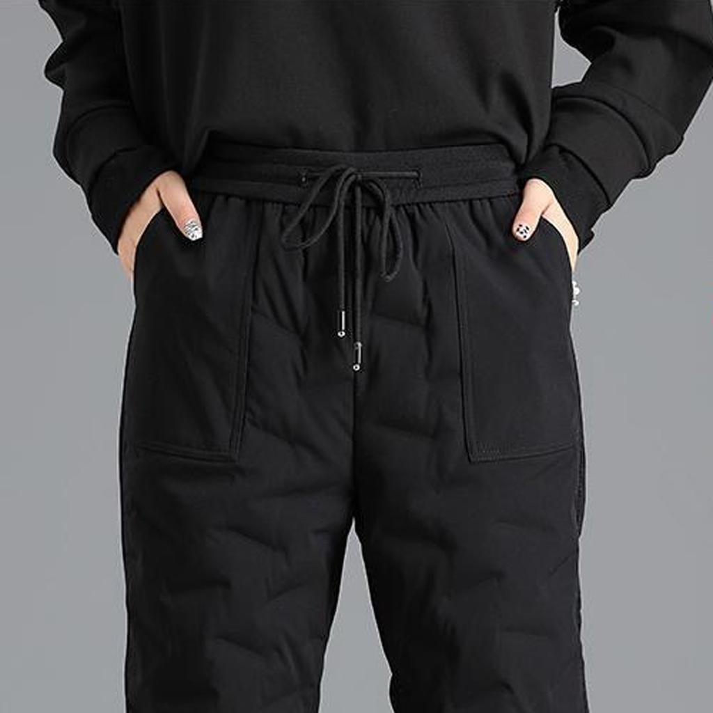 Womens High Waist Cotton Trousers Pockets Grain Workout Joggers Pants