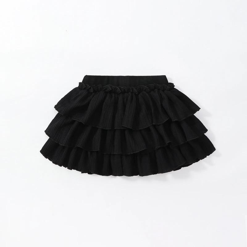 School Girls Dance Layered Tutu Skirt Elastic Waist Pleated Skirt Kids Performance Daily Wear Casual Party Outfit Ruffle Skirts