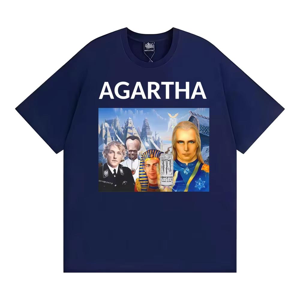 HollowEarth Agartha Meme Grafik T-Shirts Unisex Damen Hip Hop Vintage Stil T-Shirt Sommer Neu Kurzarm Komfort T-Shirts