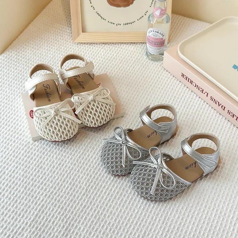 2025 Children Princess Sandals for Girls Summer New Fashion Korean Style Soft Bottom Anti-slippery Versatile Cut-outs Beach Shoe