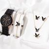 5-delige set Niche Mode Veelzijdige Stalen Riem Horloge Oorbellen Ketting Armband Ring Set Geen Cadeaubox