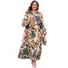 2025 Winter Plus Size Abstract Print Long Sleeve Dress - European & American Fashion