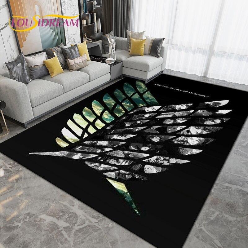 Anime Cartoon Attack On Titan Area Rug Large,Carpet Rug for Living Room Bedroom,Kitchen Bathroom Doormat Non-slip Floor Mat Gift