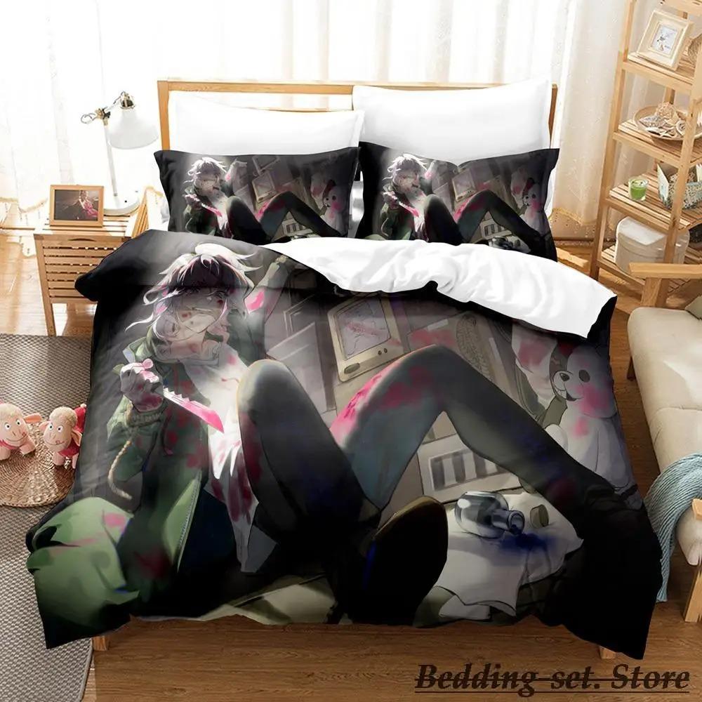 Danganronpa V3 Bedding Set Cartoon Anime three-piece set Adult Kid Bedroom Duvetcover Sets Kawaii Girls comforter bedding sets