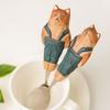Wooden Craft Fruit Fork And Spoon Set With Childrens Design For Home And Office Use