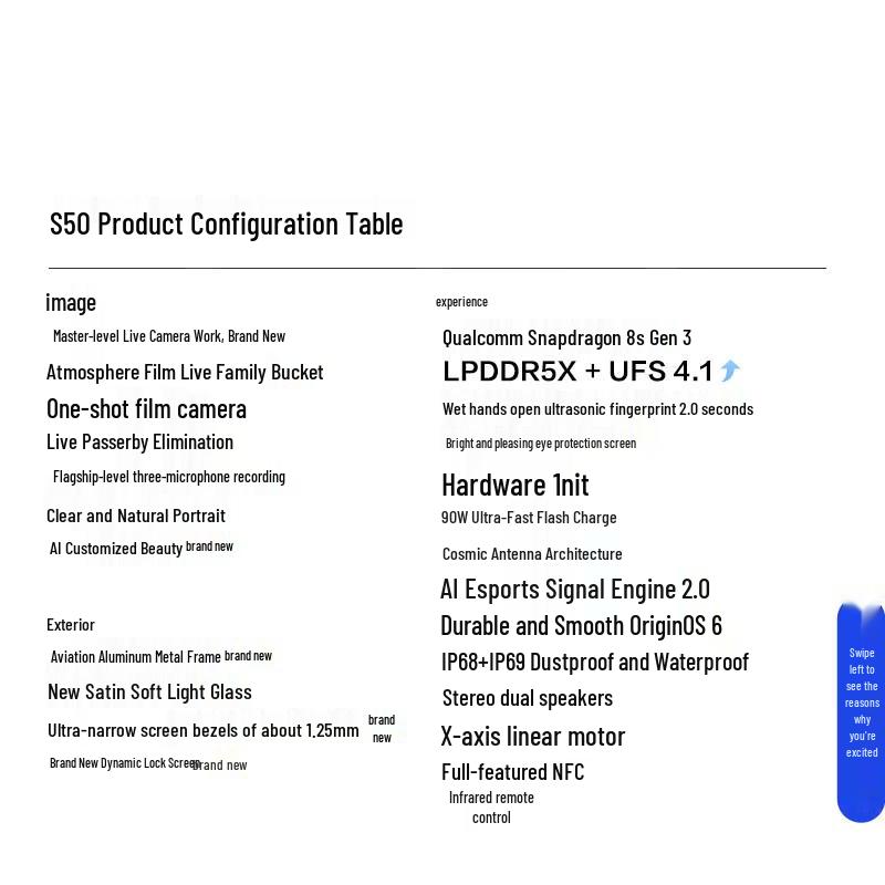 Vivo S50 5G AI Flagship Smartphone (CN Version)