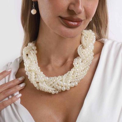 Elegant Twisted Pearl Necklace & Earrings Set Minimalist Style Wedding Banquet Party Jewelry Fashion Luxury Gifts For Ladies