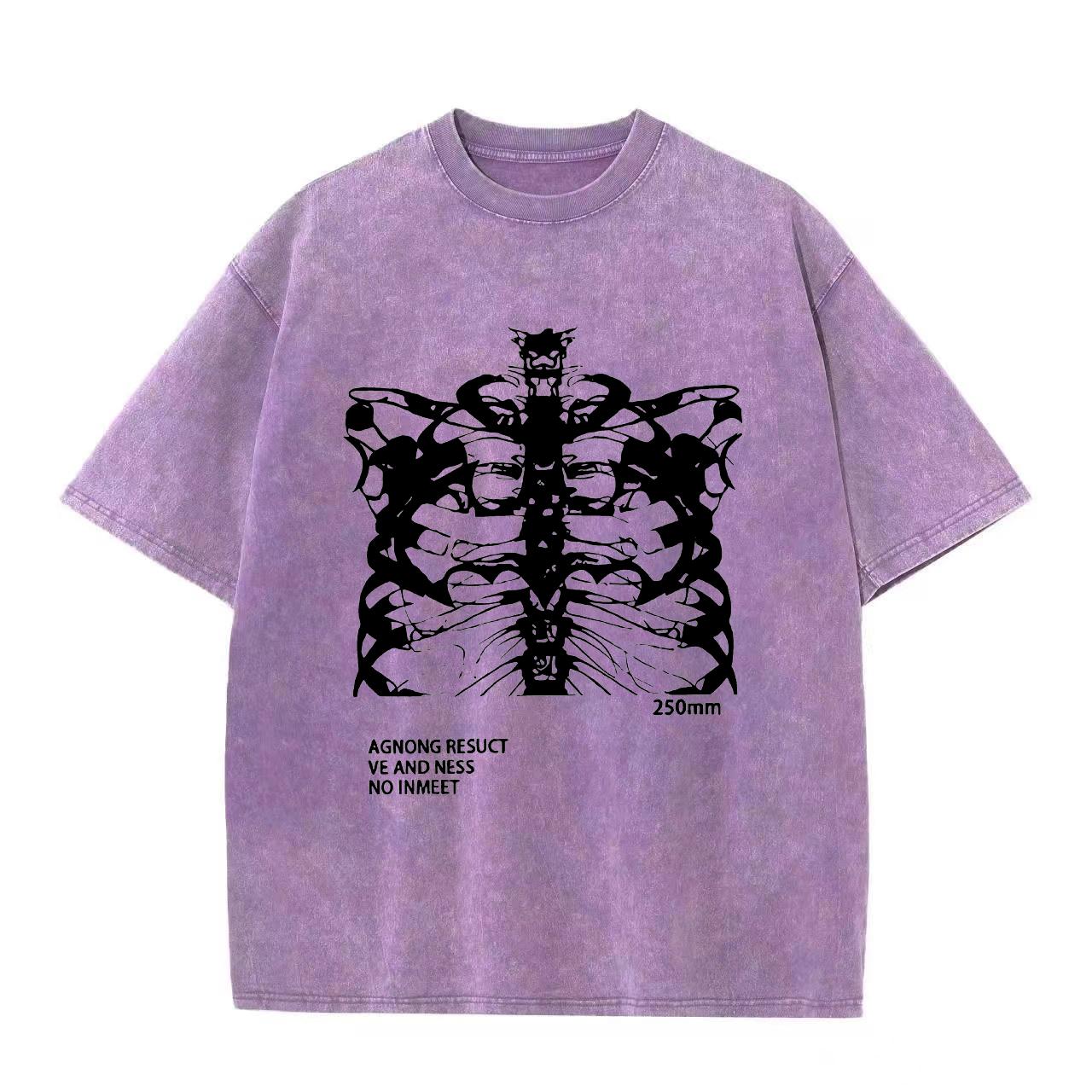 

Футболка Blsack Tops Skeleton Футболки высокого качества Летние свободные короткие рукава Одежда ретро стираные винтажные 3XL