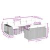 11-teiliges Gartensofa-Set mit Kissen aus grauem Poly-Rattan