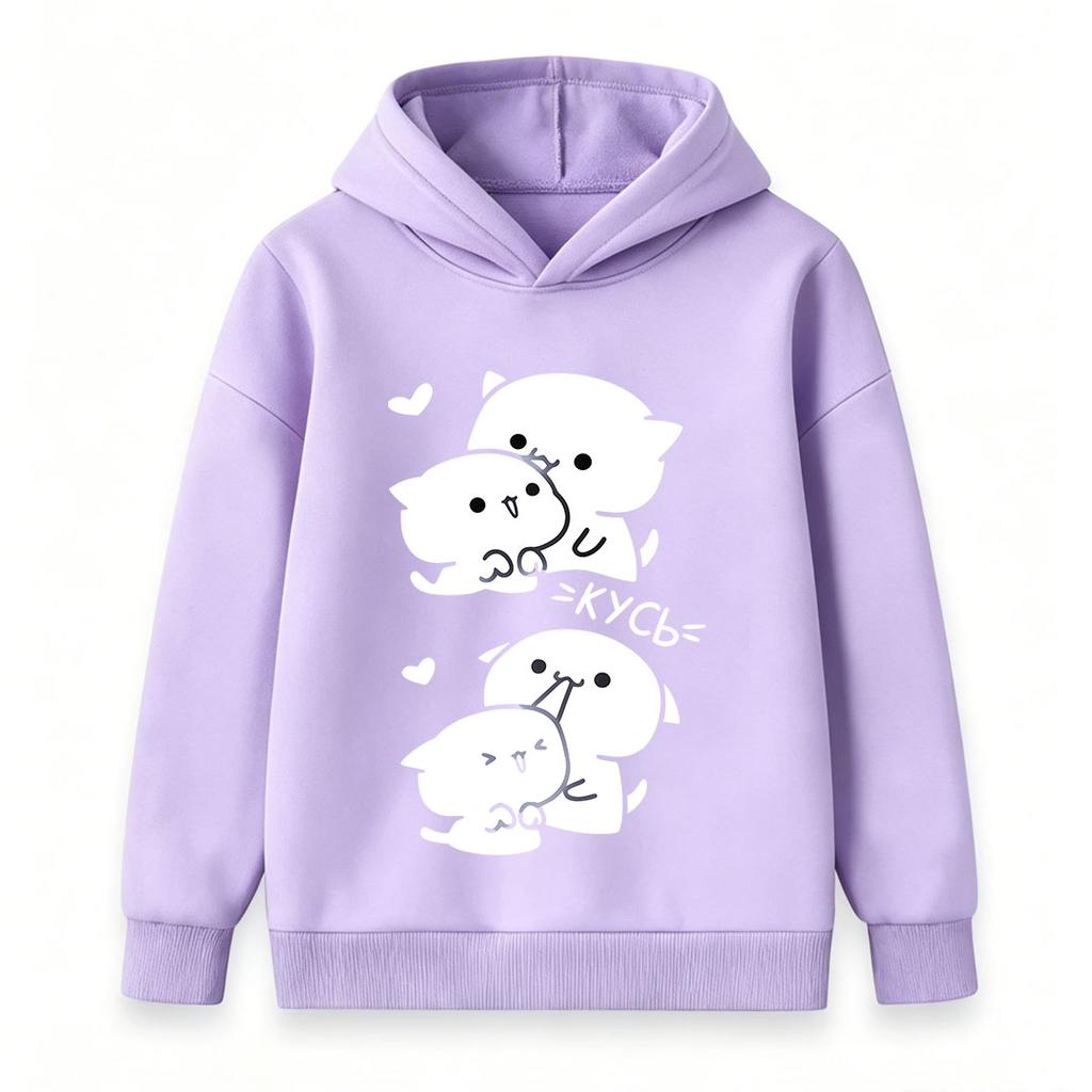 Kids Boys Girls Pullover Hoodie, Cute Anime Cat Bite Puppy Printed Casual Long Sleeve Hooded Sweatshirt, Soft Warm Tops for Toddler Daily Outfits Scho