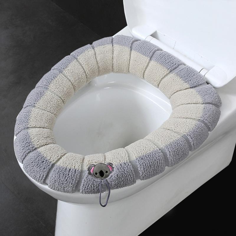 

1 упаковка, сшитый цветной портативный вязаный коврик для унитаза, утолщенный моющийся антифриз, чехол для унитаза, утолщенный вязаный O-тип, универсальный