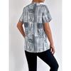 Summer Spring Women's Printed Short Sleeve Cardigan T-shirt, Fashion Casual Tops for Women, European American Style Crossbody Outwear