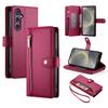 DF-011 For Samsung Galaxy S24 Case PU Leather Crossbody Phone Cover with Zipper Pocket