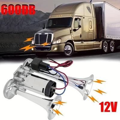 600DB 12V/24V Super Loud Car Electric Horn Dual Trumpets Air Horn Speaker For Car SUV Vehicle Boat Train Motorcycle RV Truck