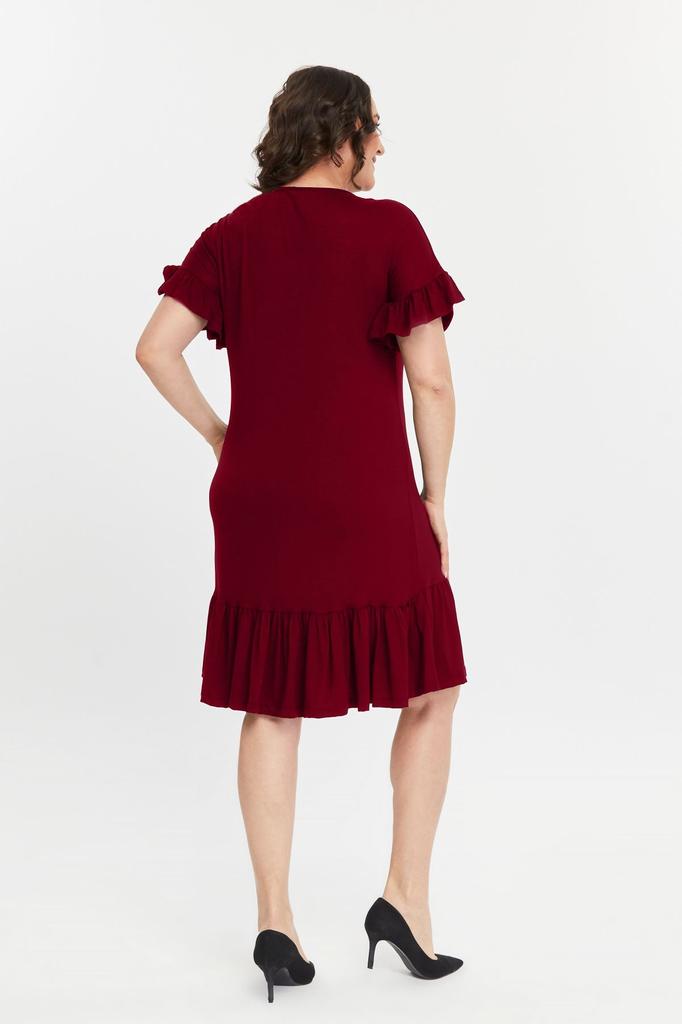 Women's Big Size Dress Plus Size Armband Skirt Ruffle Viscose Dress