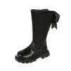 2024 Autumn/Winter New Style Girls Black Fashion Long Boots - Little Girl Bow Korean Version High Leather Boots