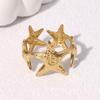 Finger Ring Universal Basic Stacking Style Adjustable Open Band Stainless Steel Texture Star Shape Finger Band Jewelry Gift