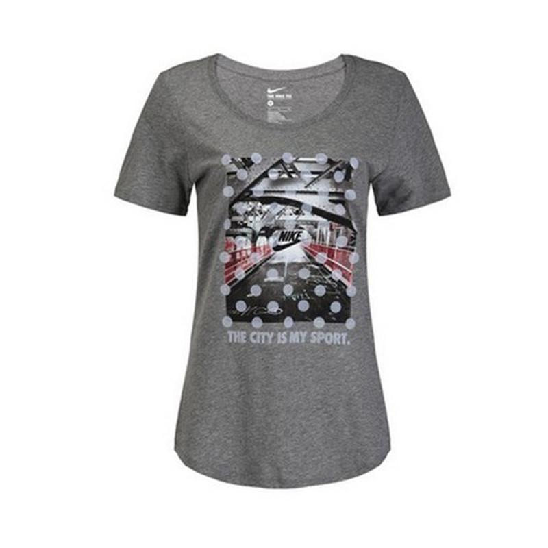 

Nike Пуловер с круглым вырезом, футболка с коротким рукавом и надписью, женские футболки 804142-091 M