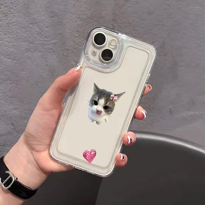 Cute Heart-shaped Cat Shaped Phone Case Suitable for iPhone 17 16 15 14 13 12 11Pro/Max/Plus Anti Drop and Shockproof Back Cover