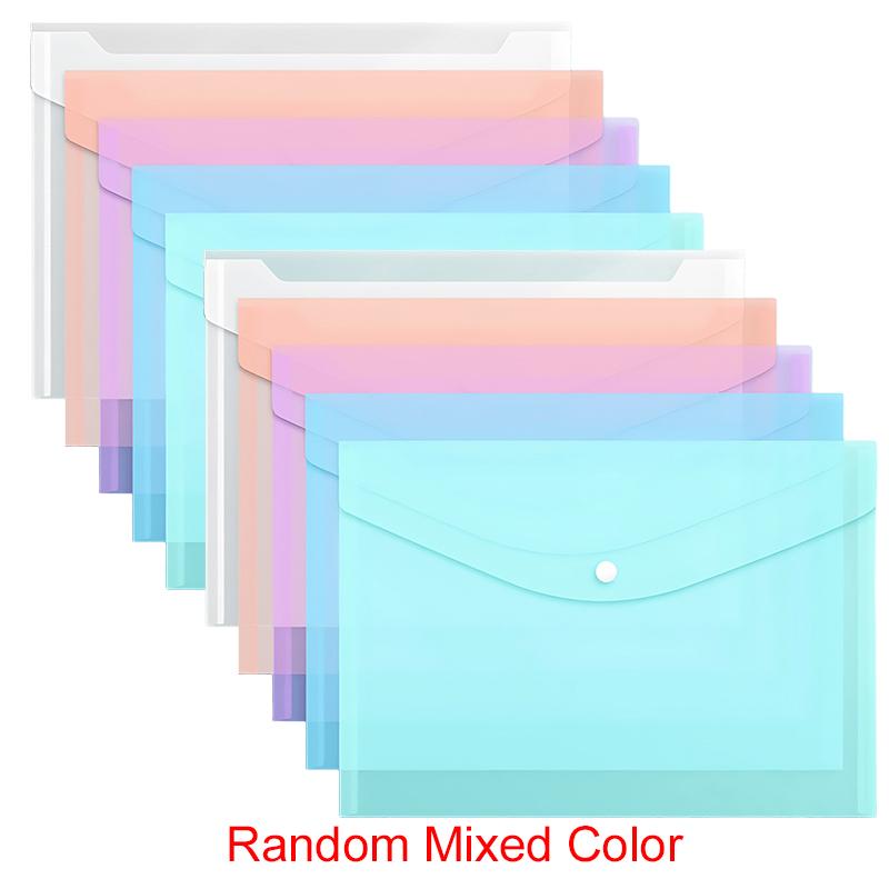 10PCS File Bag A4 Letter Waterproof Document Bag Transparent Colorful Diagonal Stripes Stationery File Bag for Office School ZYF