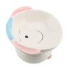 Ceramic Pet Bowl Cartoon Sheep Design Elevated and Tilted Multi Functional Bowl for Home