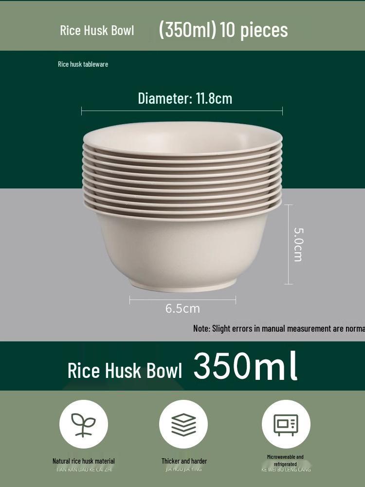 Eco-Friendly Rice Husk Tableware Set: Bowl, Chopsticks, Spoon & Cup – Recyclable & Food-Grade for Dining, Parties, Home, & Picnics (4-Piece)