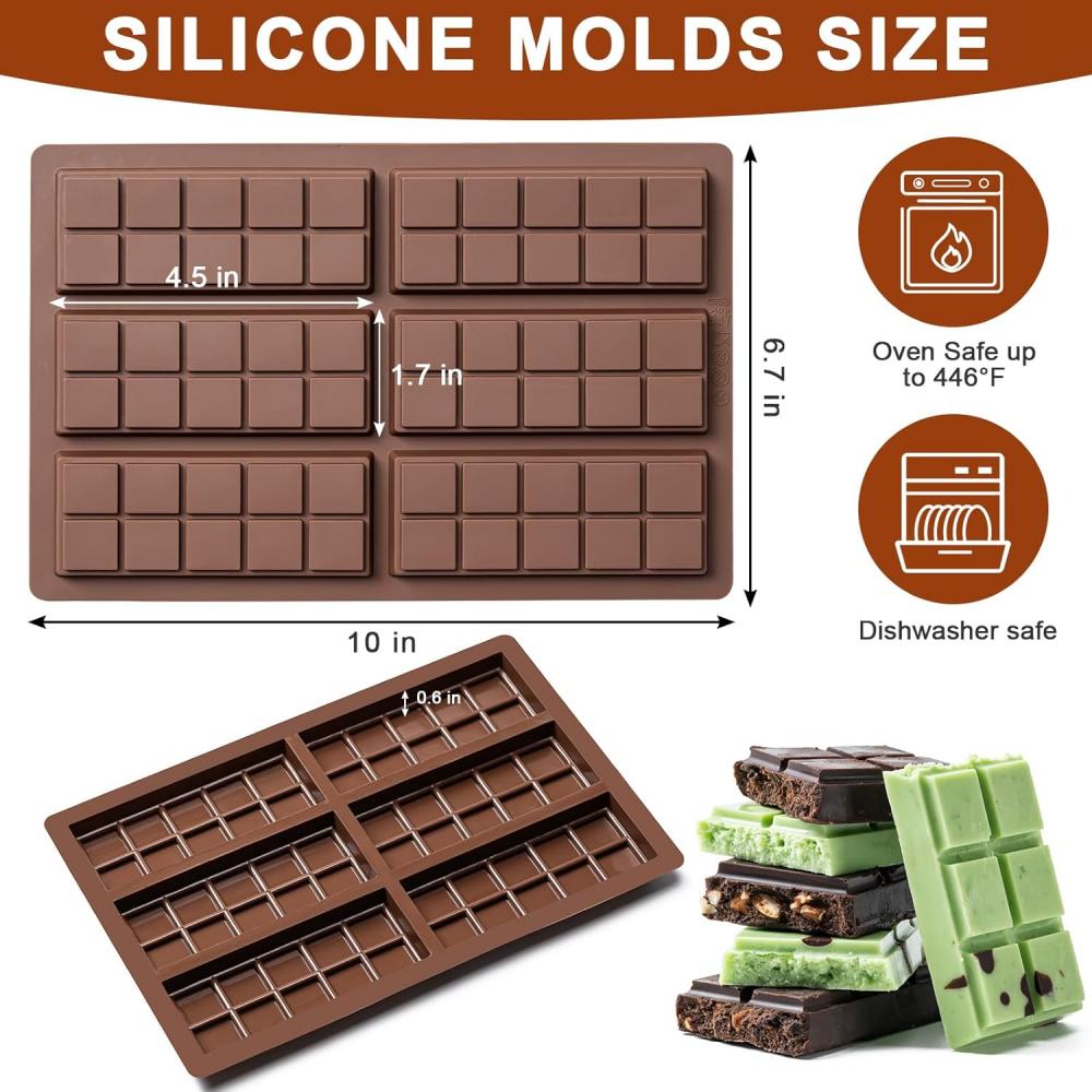 Chocolate bar molds - non-stick chocolate molds, food-grade silicone deep molds for Dubai pistachios, candies, snacks