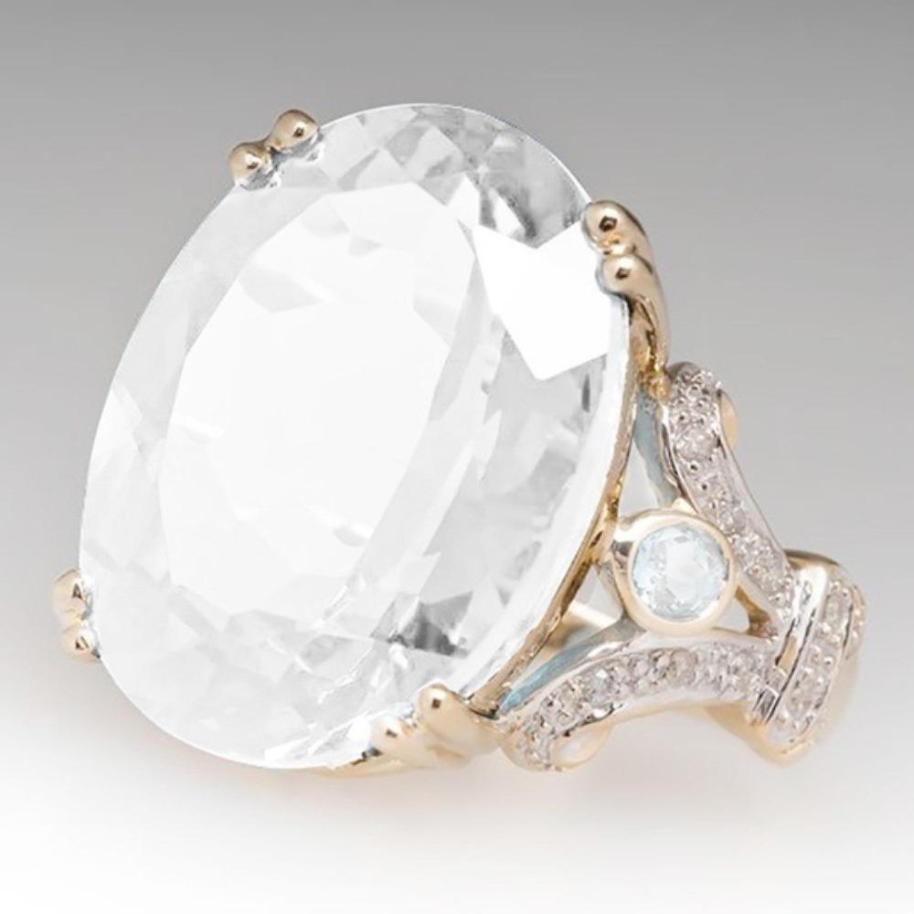 Elegant 18k Gold Plated Oval Engagement Ring for Women Fashion Wedding Proposal Jewelry