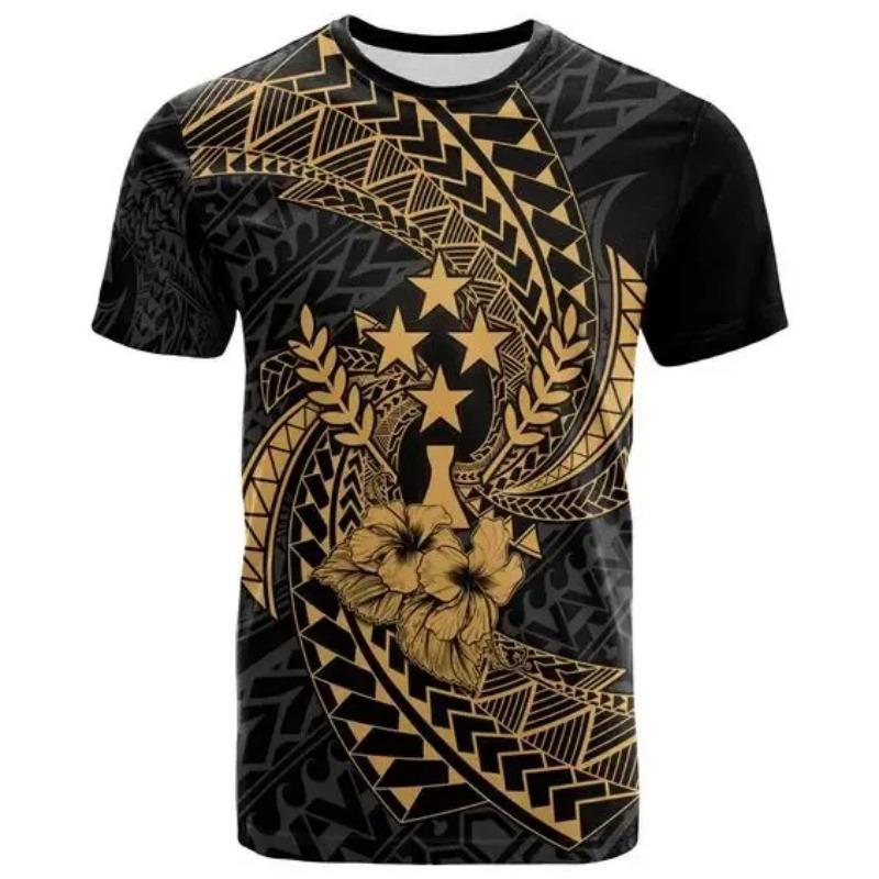 Camiseta de Manga Corta Estilo Creativo para Hombre y Mujer Pohnpei Estampada en 3D Cuello Redondo Divertida Estampada Jersey Suelto Oversize para Hombre
