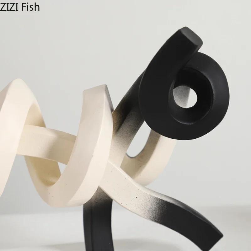 Creative Twisted Line Cat Sculpture Ornaments Desk Decoration Modern Crafts Abstract Cat Resin Statue Room Aesthetics Decor