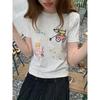 Women's Crew Neck Short Sleeve Graphic Tee Oversized Casual T Shirt Cartoon Embroidery Print Summer Top