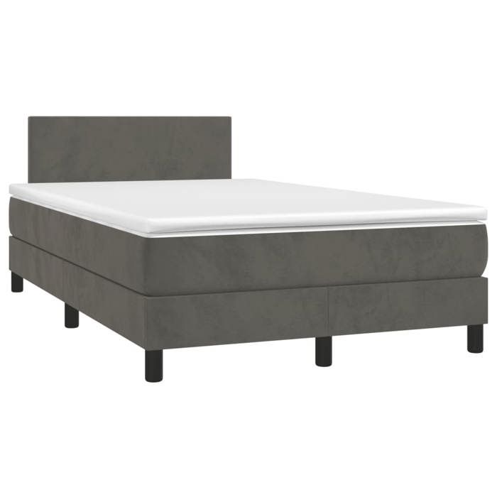 Maison Exclusive - Dark Grey Velvet Bed Slat Base and Mattress 120x190cm