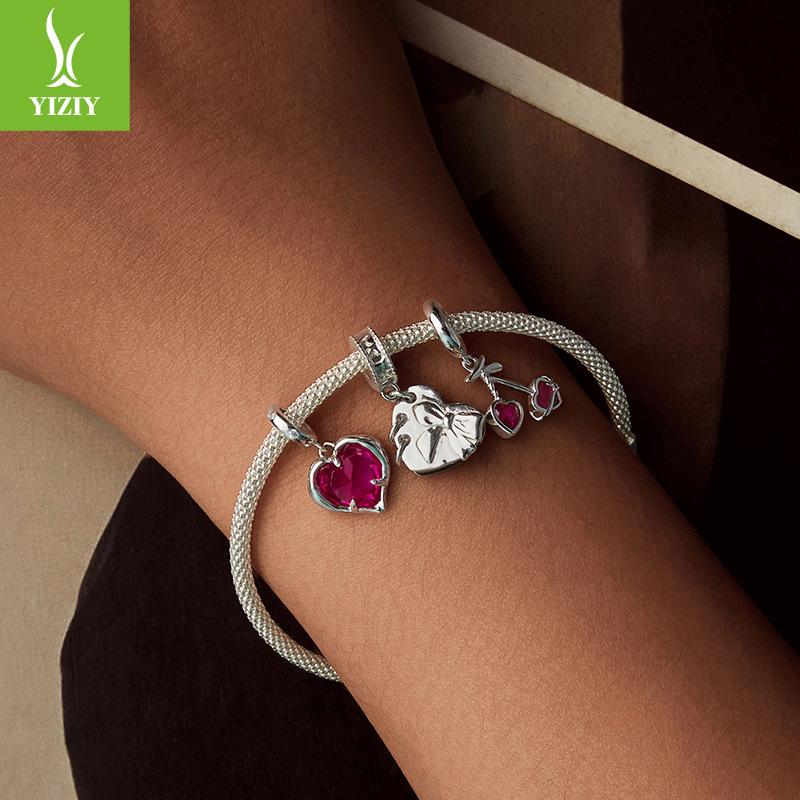 Neue Valentinstag-Serie Herz Buchstabe DIY Perlenarmband Zubehör S925 Sterlingsilber Lose Perlen