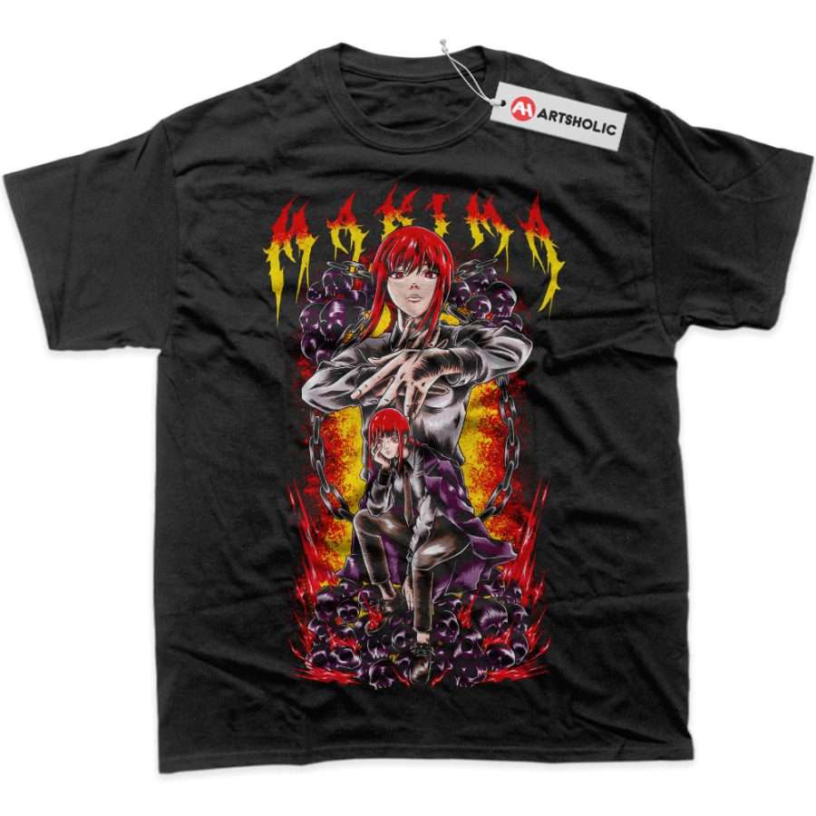 Chainsaw Men Devil Power Makima Graphic Print Tshirts Japan Anime Manga Peripherals Tee Men Women Loose Cotton Oversized Tops
